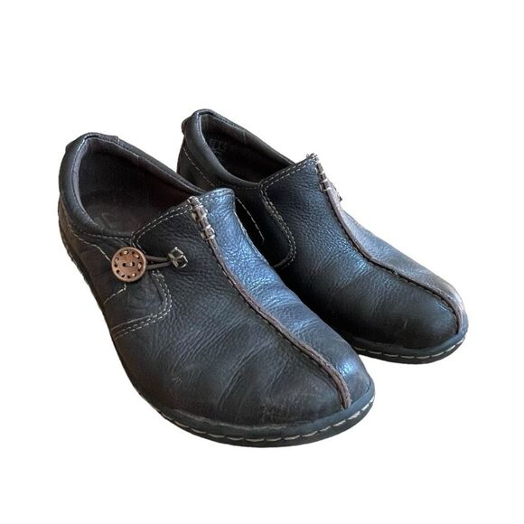 Clarks Ashland Glow OrthoLite Comfort Flats Chocolate Brown Leather Slip-On 7 - Picture 1 of 8